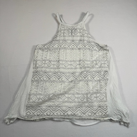 Ethereal Sleeveless High Neck Top Womens Size Medium Layered Lace Tie Back White - Picture 1 of 10